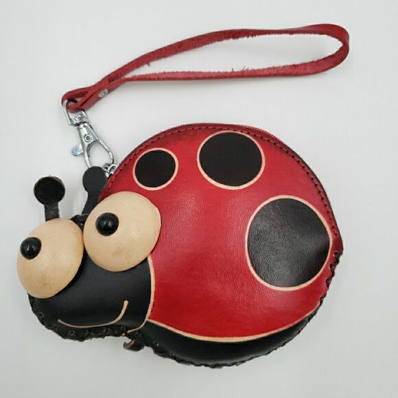 Kawaii Ladybug Leather Coin Purse Lucky Wallet Wristlet Bag Charm Change Pouch - Picture 2 of 13